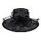 Elegant Large Brim Ruffle Organza Hat with Floral Center SLHTO2155