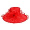 Elegant Large Brim Ruffle Organza Hat with Floral Center SLHTO2155