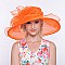 Elegant Large Brim Ruffle Organza Hat with Floral Center SLHTO2155