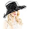 Elegant LARGE BRIM FLORAL LACE ORANZA HAT W ROSE ACCENT