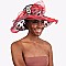 Elegant POLKA DOT Flat Top ORANZA HAT with Bow and Flowers