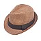 NEUTRAL TONE BANDED WOVEN FEDORA HAT