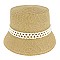 TRENDY PAPER BRAID BUCKET HAT WITH PEARL STRIP