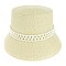 TRENDY PAPER BRAID BUCKET HAT WITH PEARL STRIP