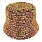 TRENDY RHINESTONE STUDDED PAPER BRAID BUCKET HAT