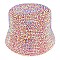 TRENDY RHINESTONE STUDDED PAPER BRAID BUCKET HAT