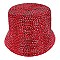 TRENDY RHINESTONE STUDDED PAPER BRAID BUCKET HAT