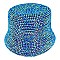 TRENDY RHINESTONE STUDDED PAPER BRAID BUCKET HAT