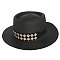 Flat Top Fedora Straw Hat with Crystal Strip
