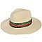 Trendy Rhinestone Striped Paper Fedora Straw Hat