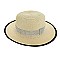 BLACK TRIM CRYSTAL STRIP PANAMA STRAW WOVEN HAT