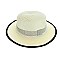 BLACK TRIM CRYSTAL STRIP PANAMA STRAW WOVEN HAT