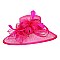 SINAMAY HAT W/LOOPY FLORAL FEATHER CENTER  OVAL MED BRIM