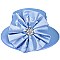 MEDIUM BRIM SATIN DRESSY HAT WITH A BROOCH ACCENT