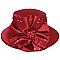 MEDIUM BRIM SATIN DRESSY HAT WITH A BROOCH ACCENT
