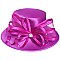 MEDIUM BRIM SATIN DRESSY HAT WITH A LARGE BOW RIBBON