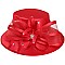 MEDIUM BRIM SATIN DRESSY HAT WITH A LARGE BOW RIBBON