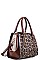 LEOPARD TWO TONE COLOR SATCHEL WITH LONG STRAP
