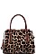 LEOPARD TWO TONE COLOR SATCHEL WITH LONG STRAP