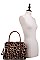 LEOPARD TWO TONE COLOR SATCHEL WITH LONG STRAP