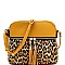 Tassel Accent Leopard Print Pocket Dome Cross Body