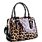 Leopard Print Patent Jewel-Top Frame 2-Way Satchel
