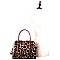Leopard Print Patent Jewel-Top Frame 2-Way Satchel