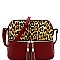 TASSEL ACCENT LEOPARD PRINT DOME CROSS BODY