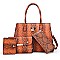 4 in 1 Snake Print Embossed Satchel SET