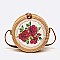 Flower Printed Wooden Accent Bamboo Circle Swing Bag