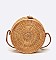 Wooden Panel Hand Printed Flower Bamboo Circle Swing Bag