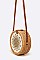 Wooden Panel Hand Printed Flower Bamboo Circle Swing Bag