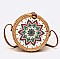 Hand Printed Flower Wooden Panel Bamboo Swing Bag