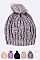 Pack of 12 pieces Chunky Knit PomPom Plush Beanie  LA-HT 717-1