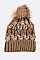 Pack of 12 Fashion 2 Tone Cable Knit PomPom Beanies