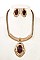 STONE & HAMMERED PENDANT NECKLACE SET