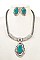 STONE & HAMMERED PENDANT NECKLACE SET