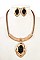 STONE & HAMMERED PENDANT NECKLACE SET