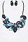 Iconic Leaves Statement Necklace With Earrings LA-YNE3179