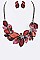 Iconic Leaves Statement Necklace With Earrings LA-YNE3179