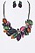 Iconic Leaves Statement Necklace With Earrings LA-YNE3179