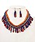 FRINGE BEADED BIB NECKLACE SET