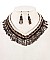 FRINGE BEADED BIB NECKLACE SET