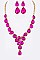 CLASSY CRYSTAL TEARDROP STATEMENT NECKLACE SET