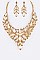 Fashionable Crystal Flower Statement Necklace Set LA-NE491670