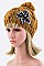 Chic Sequins Flower Cable Knit PomPom Beanie LA-ZZM011229MG048-0