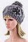 Chic Sequins Flower Cable Knit PomPom Beanie LA-ZZM011229MG048-0