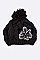 Chic Sequins Flower Cable Knit PomPom Beanie LA-ZZM011229MG048-0
