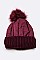 Pack of 12 pieces Trendy Nylon Accent Fur Pom Beanie Set LA-HT730