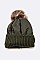 Pack of 12 pieces Trendy Nylon Accent Fur Pom Beanie Set LA-HT730